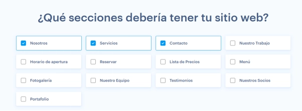 seleccionar las secciones